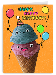 Verjaardagskaart ijsje Happy Birthday