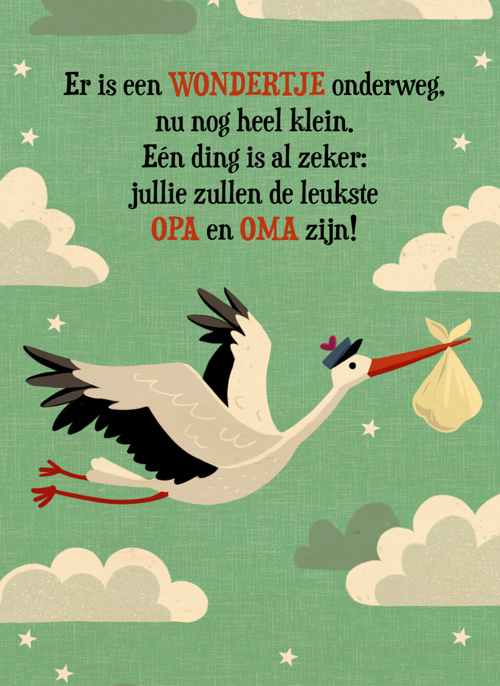 Houten Kaart Zwangerschap Felicitatie | Houten Kaart Hallmark | Zwangerschap Felicitatie | Zwangerschap Leukste Opa En Oma Ooievaar