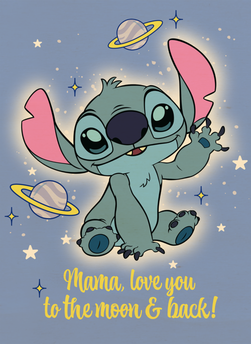 Houten Kaart Moederdag | Houten Kaart Hallmark | Moederdag | Stitch Mama Love You Moon