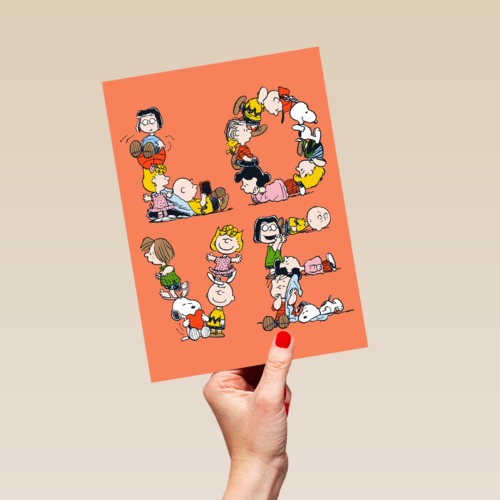 Liefde kaart Snoopy LOVE grote letters
