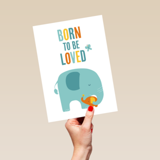 Geboortefelicitatie born to be loved olifant