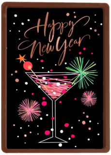 nieuwjaarskaart klassiek cocktailglas happy new year