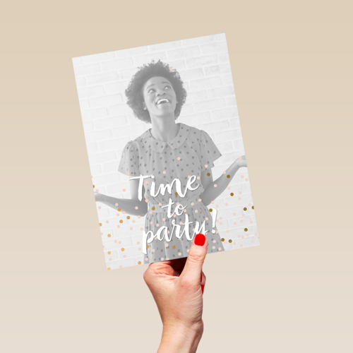 confetti fotokaart its time to party