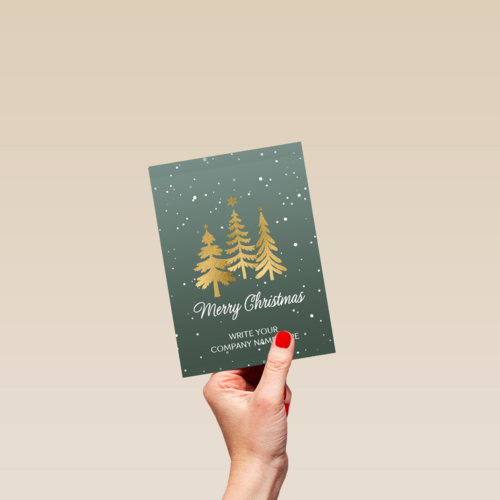 Kerstkaart zakelijk Gouden kerstbomen Aanpasbare tekst