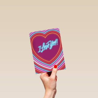 Valentijn kaart I love you neon stijl
