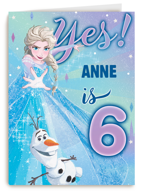 Frozen verjaardagskaart 6 jaar Elsa Olaf