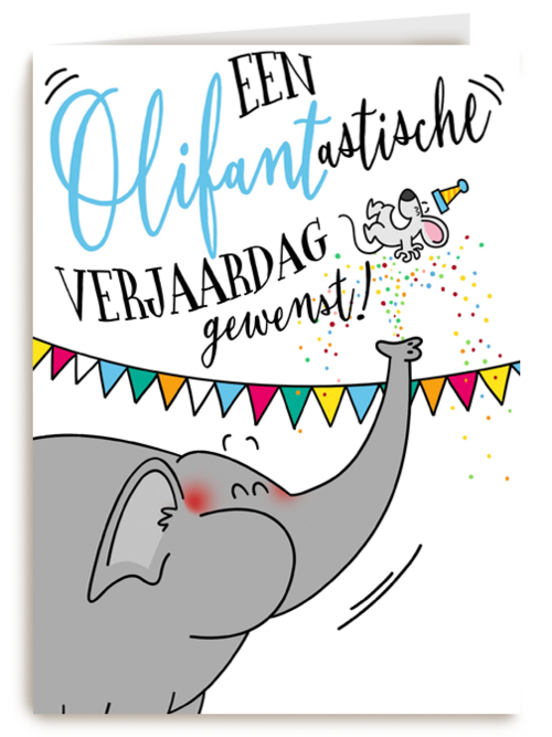 verjaardagskaart een olifantastische verjaardag gewenst