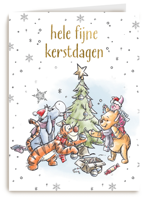 Kerstkaart Winnie de Poeh fijne kerstdagen