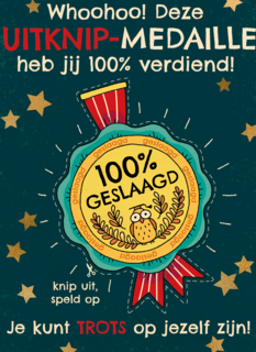 geslaagd kaart uitknip medaille