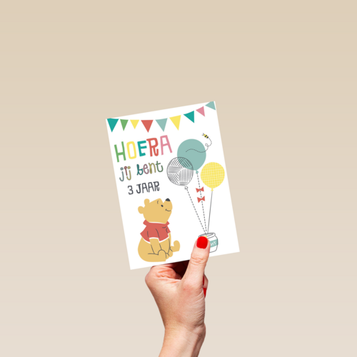winnie the pooh hoera jij bent zoveel jaar