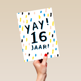 Verjaardagskaart yay 16 tiener jongen meisje