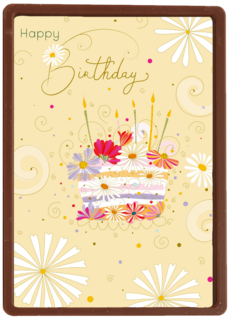 Verjaardagskaart vrouw taart met bloemen