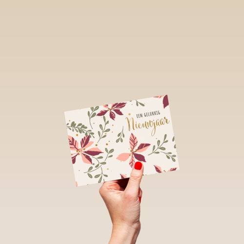 Nieuwjaar kaart roze kerstster