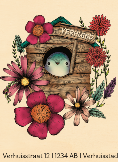 Houten Kaart Verhuisbericht | Houten Kaart Hallmark | Verhuisbericht | Verhuisbericht Vogelhuis