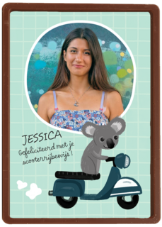 Scooter rijbewijs gefeliciteerd met naam en foto