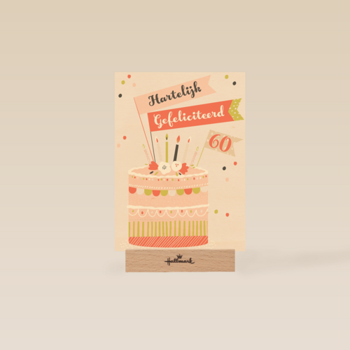 Verjaardagskaart leeftijden 60 Verjaardagstaart