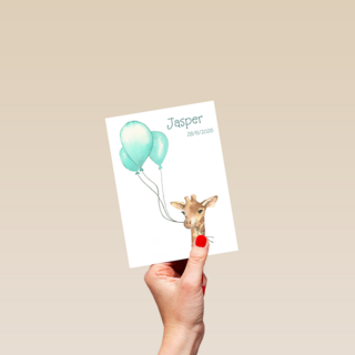 Geboorte Kaart Giraffe Blauw