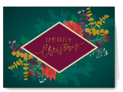 Kerstkaart merry christmas groen met rood