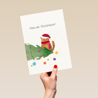 Kinderpostzegels Kat Kerstboom
