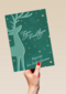kerstkaart met rendier op groene achtergrond
