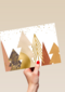 zakelijke kerstkaart met gouden kerstbomen