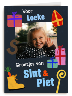 Sinterklaas Fotokaart Groetjes Sint En Piet