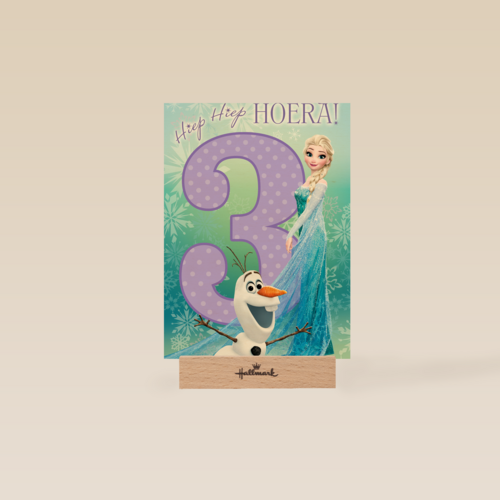verjaardag kaart frozen 3 drie hiep hiep hoera elsa olaf