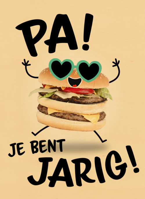verjaardagskaart met hamburger voor pa