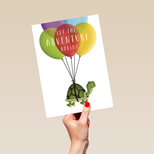 schildpad aan ballonnen