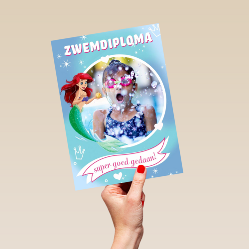 zwemdiploma fotokaart disney princes ariel