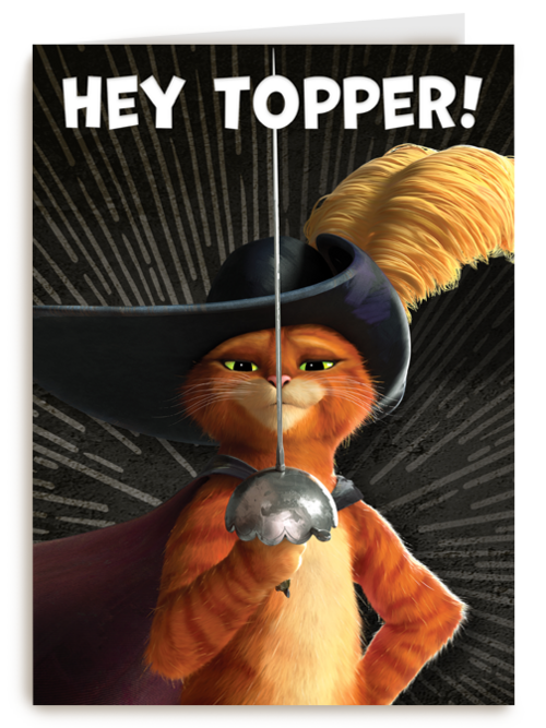 Verjaardagskaart Hallmark | Puss In Boots Verjaardagskaart Hey Topper