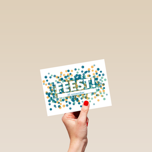 uitnodiging feest blauwe confetti