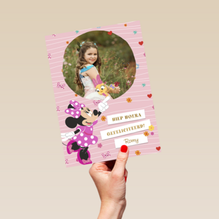 Minnie Mouse Hiep Hoera Fotokaart