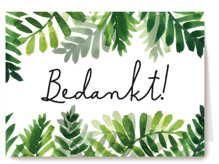 natuurlijke bedankt kaart met bladeren