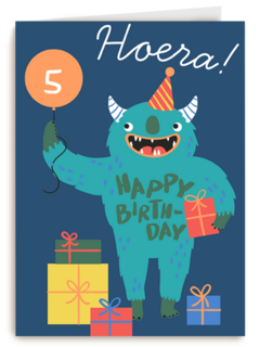 Hoera monsterkaart Happy Birthday