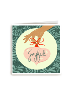 Kerstkaart klassiek Kerstbal met Joyful