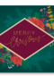 Kerstkaart merry christmas groen met rood