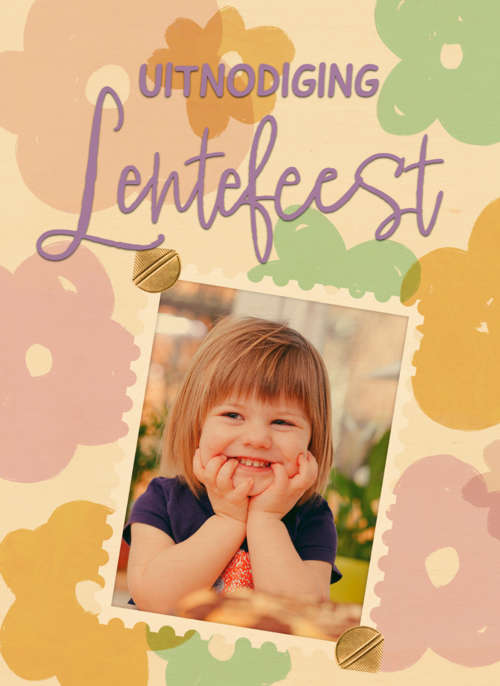 Houten Kaart Lentefeest | Houten Kaart Hallmark | Lentefeest | Uitnodiging Lentefeest Fotokaart