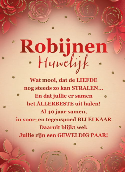 Houten Kaart Huwelijksjubileum | Houten Kaart Hallmark | Huwelijksjubileum | Huwelijkskaart Robijnen Huwelijk