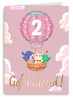 Verjaardagskaart meisje roze leeftijd