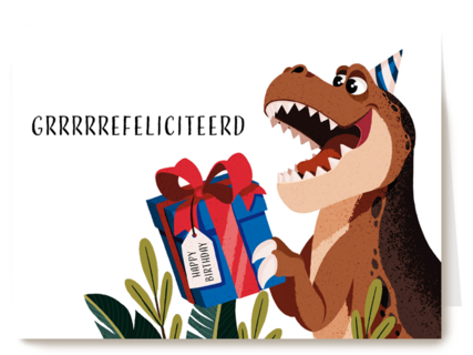 Gefeliciteerdkaart dino trex Folio