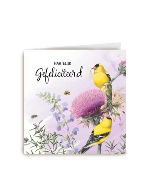 Kaart flowers by Marjolein Bastin Hartelijk gefeliciteerd kaart