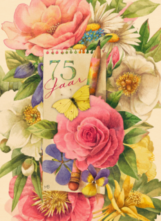 vijfenzeventig jaar met bloemen