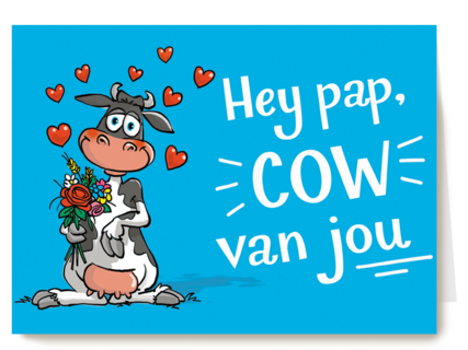 vaderdag kaart grappig hey pap cow van jou