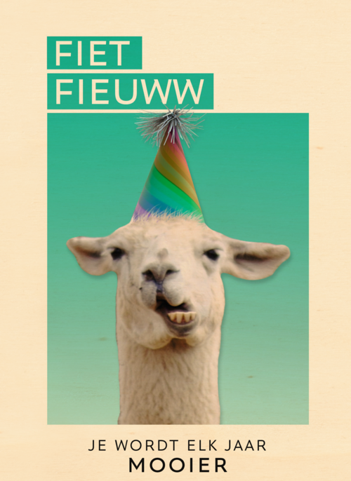 Houten Kaart Verjaardagskaarten | Fiet Fieuww Van Lama
