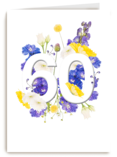 Verjaardagskaart vrouw 60 jaar met bloemen