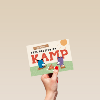 op kamp kaart om je veel plezier te wensen op kamp