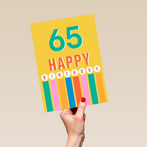 Kleurige 65 jaar verjaardagskaart