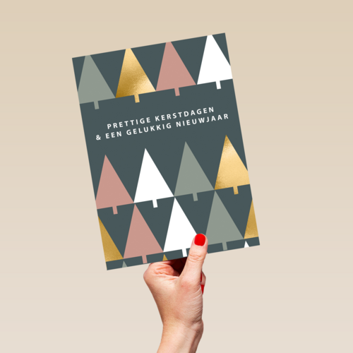 Kerstkaart zakelijk design kerstbomen