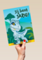 Blauwe dino verjaardagskaart